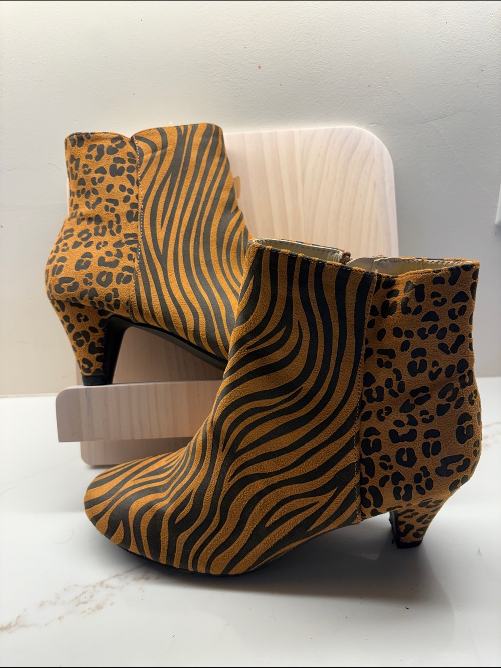 Women’s Animal Print Ankle Boots - Tan/Black